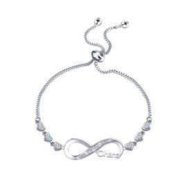 bobauna Rhinestone Infinity Endless Love Symbol Charm Connectors Adjustable Bracelet Faith Hope Love Family Friend Ohana Bracelet for Family Member Friend (Infinity Love Bracelet Ohana)