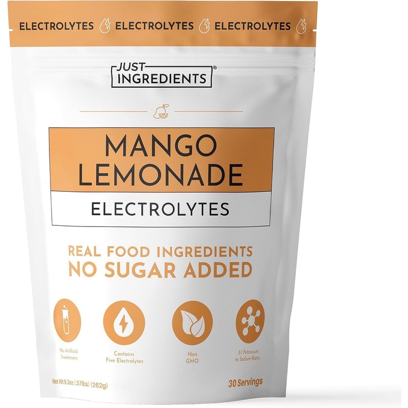 JUST INGREDIENTS Bebida electrolítica de limonada de mango - Agua