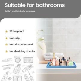 Mriluvy Vanity and Bathroom Tray, 11.8" ABS Countertop Organizer,Waterproof Vanity Tray for Toilet Tank,Perfume,Soap,Keys,Bathroom Accessories,Kitchen and Bath Trays,Non Slip Small Trays,Blue,2 Pack