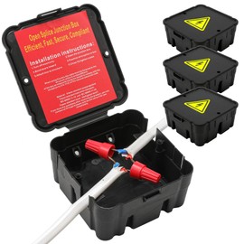 Black Open Splice Junction Box (3 Pack)，Open Splices Repair Open Splices, 5 Second Installation Splice Box, Wire Electrical Junction Box with Cover V0 Flame Retardant Rating(Highest Level) (3)