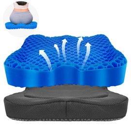 Cooling Gel Seat Cushion, Thickened Big Breathable Honeycomb Design Absorbs Pressure Points Gel Cushion with Anti-Slip Cover Cooling Seat Cushion for Office Chair Home Car Seat Cushion for Wheelchair