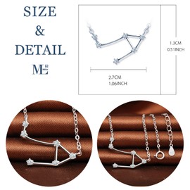 MicLee Women's girl's Necklace pendant, 925 Sterling Silver necklace, Twelve constellations zircon necklace, Constellations Guardian Choker, Libra necklace pendant, Inlaid zircon, silver