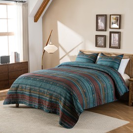 L'IRISDOM Bohemian Quilt Set Queen Size,3 Pieces Paisley Bedspread Coverlet Set, Microfiber Lightweight Boho Bedding Set for All Season 90"x96"