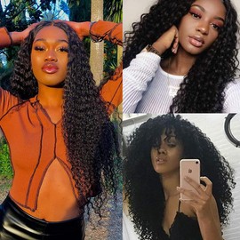 Zeslaerr Deep Wave Human Hair Wig #1B Natural Color 5X5 HD Lace Front Wig Human Hair For Women No Smell No Tangle 100% Unprocessed Brazilian Remy Glueless Human Hair Wigs Weave Weft 26 Inch