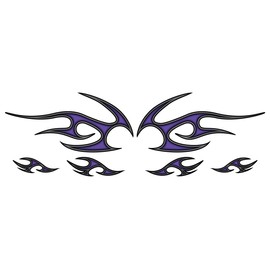 Universal Custom - Grape (Purple) - Motorcycle Tribal Flame Decals - 6PC Set for Gas Tanks and Fenders | Fits Harley Honda Shadow Kawasaki Vulcan Yamaha V Star Bobber kit Chopper