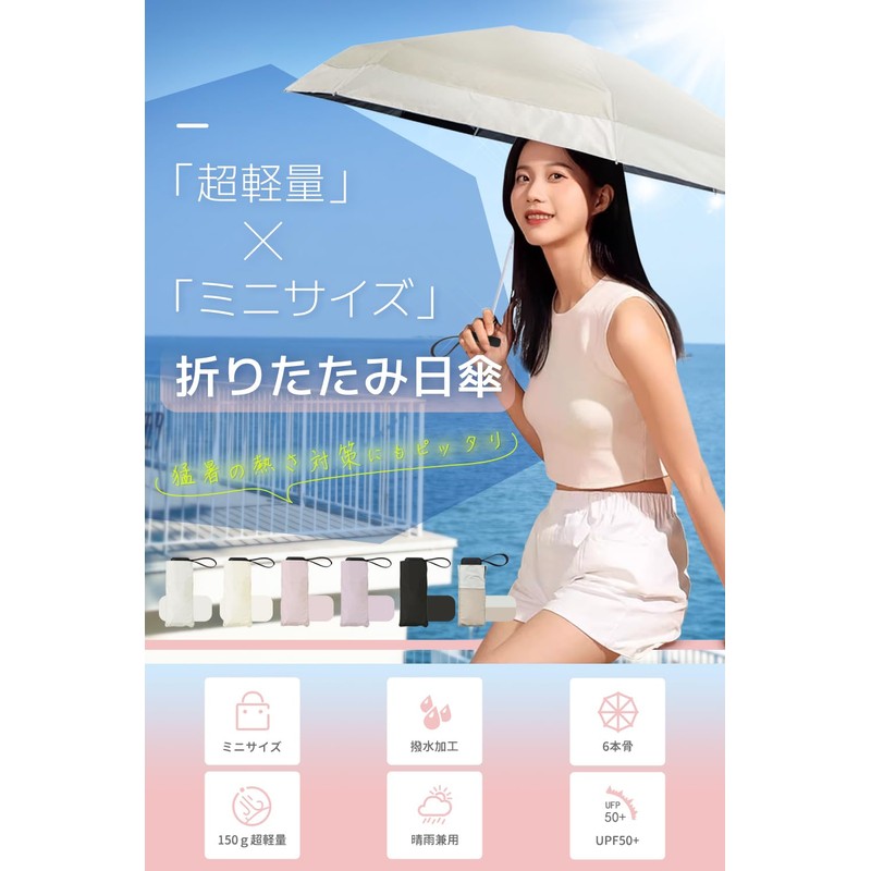 Parasol, Folding Umbrella, 5.8 oz (149 g), Ultra Lightweight, JIS
