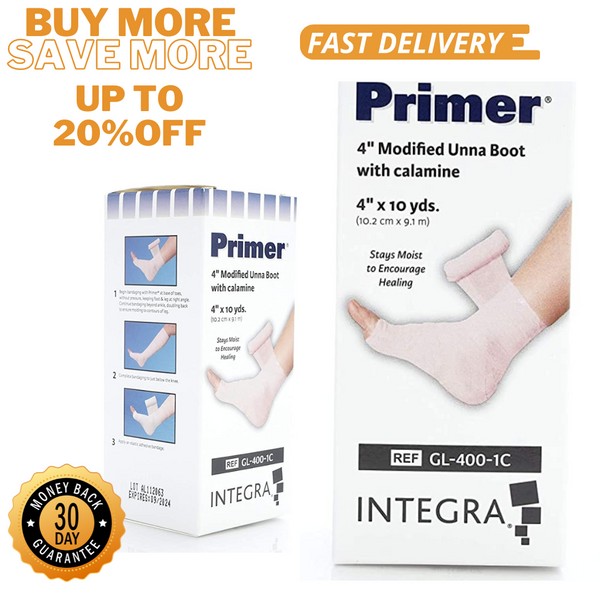 INTEGRA Primer UNNA Boots Bandage 4" X 10YDS Calamine GL-400-1C ZINC Oxide 1 PC