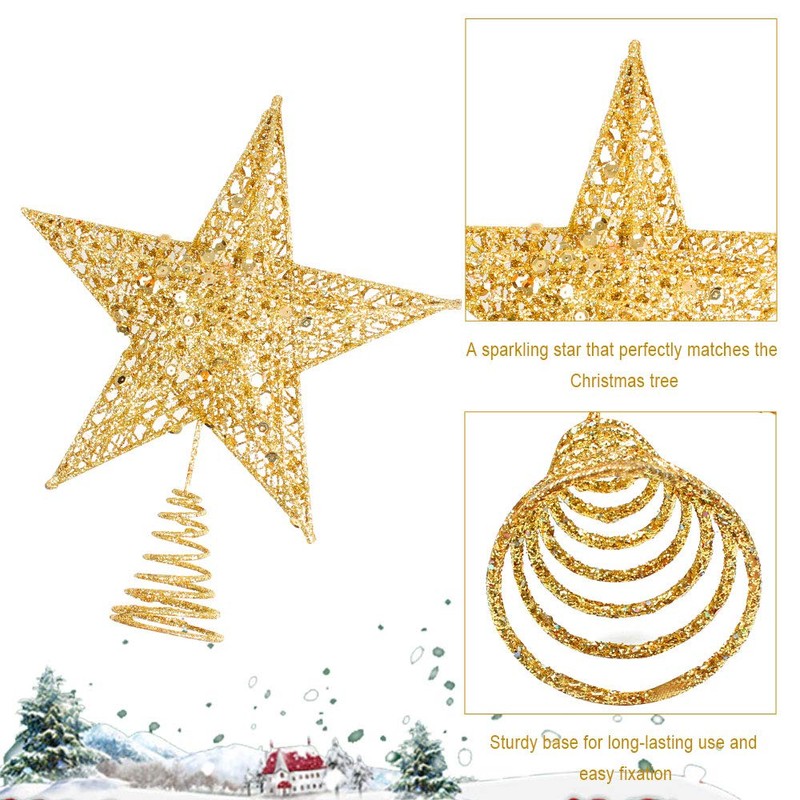 Dadabig Christmas Tree Topper Star, Christmas Tree Glitter Decoration, (Gold)