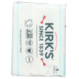 Kirk's Natural Soap Bar - Coco Castile - Fragrance Free - 3 Count - 4 oz