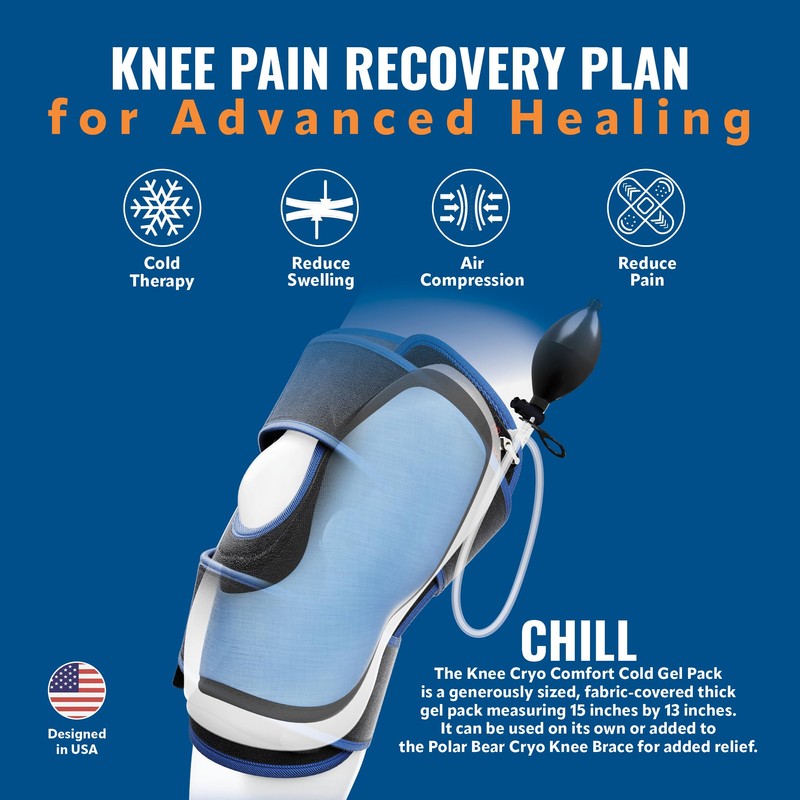 Polar Bear Cryo Knee Brace, Medical Grade Cold & Compression