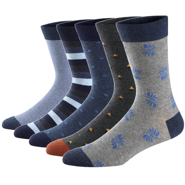 Ueither Men's Fun Dress Socks Colorful Funky Patterned Cotton Crew