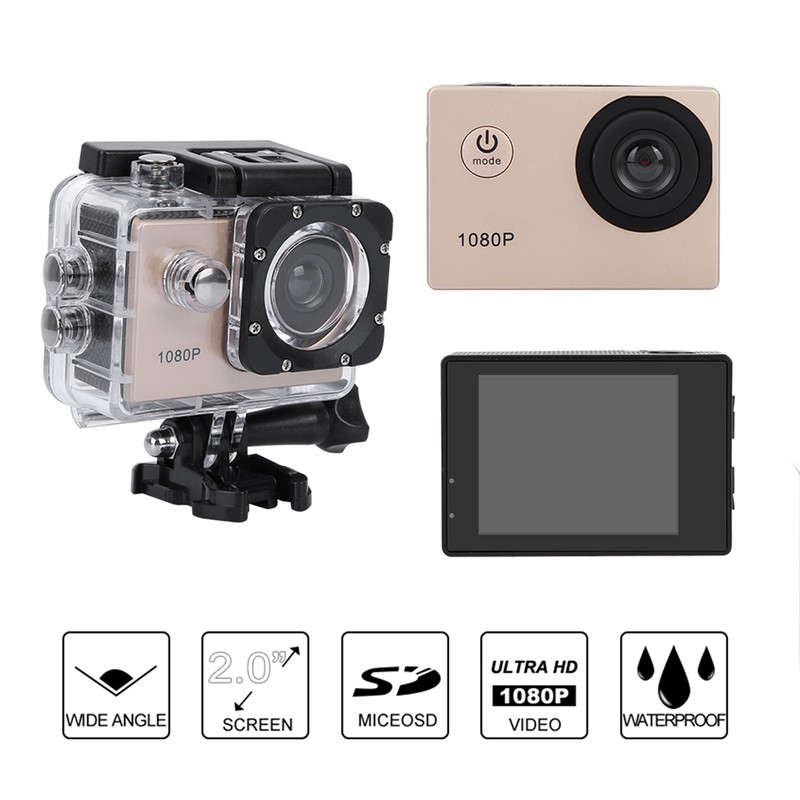 1080P HD 2inch LCD Screen Sports 30m Waterproof Action Camera