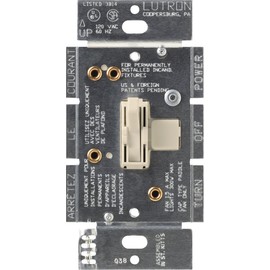 Lutron Toggler Combination Fan and Light Control, 1.5 Amp, Single-Pole/3-Speed, AY2-LFSQ-LA, Light Almond