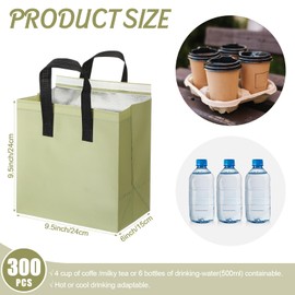 FoldTier 50 Pcs Insulated Take Away Bags Bulk Thermal Insulation Food Bags for Coffee Milk Tea Hot Cold Fresh Food Seafood Cooler Pizza Delivery for Catering Restaurant Grocery (Classic,Green)