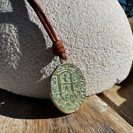 Vintage Design Roman Coin Cross Pendant Necklace - Medallion for Women and Men, Demon Protection, Lucky Charm for Wellness And Success, Good Fortune, Antique Jewelry, Viking Accessories (Patina Shiny)
