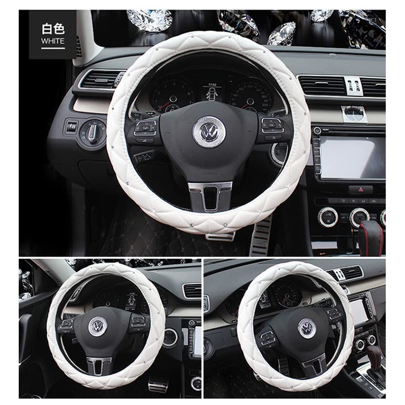Follicomfy Comfort Leather Auto Car Steering Wheel Cover,Anti Slip Universal