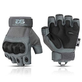 Glove Station Fingerless Outdoor Sports Tactical Rubber Knuckle Gloves for Men