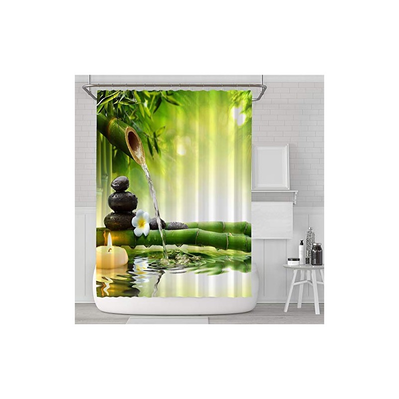 Aitsite 2020 Shower Curtain with Hooks Waterproof Shape-Retaining Bath Curtain