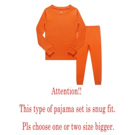 Family Feeling Little Girls Boys Long Sleeve Orange Pajamas Sets Cotton Jammies Kids Pjs Size 6