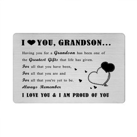 Richesele Grandson Wallet Card from Grandparents - I Love You Grandson Gifts - Presents for Grandson Fathers Day Graduation