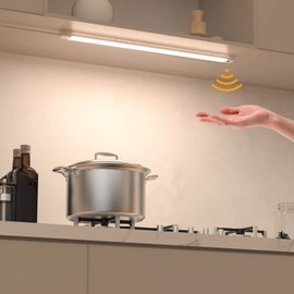 2pcs Hand Wave Under Cabinet Lights, 16" Under Counter Lighting with Dimmable and 4000K Natural White,Plug and Play,LED Lights for Kitchen Cabinet, Cupboard, Closet, Desk