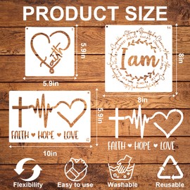 Travone 21Pcs Christian Stencils for Painting on Wood Reusable Motivational Bible Verse Paint Fabric Canvas Religious Scene Drawing Template Cross Words Nativity Stencil for Wall Home Decor DIY Crafts