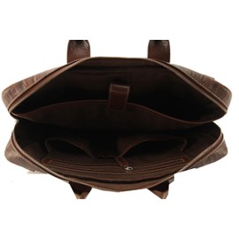 Jermin Pelle Glossy Design Laptop Bag Crumple Leather Laptop Bag For Men Professional Business Office Work Bag Waterproof Lightweight Laptop Bag - Tan