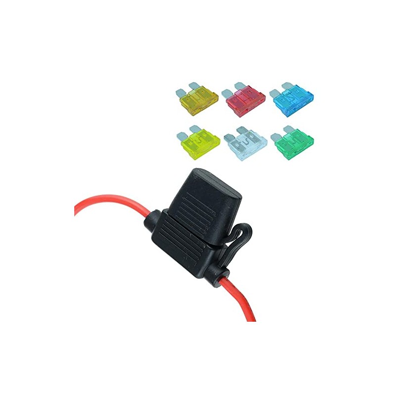 In-Line Standard Blade Fuse Holder with 6 Fuses 12V 30A