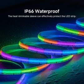 SEZO 24 V WS2811 RGB IC FCOB LED Strip Individually Addressable Dream Colour Dimmable LED Strip 5 m 4320 LEDs Pixel COB LED Light Strip, Width 12 mm IP66 Waterproof for Home Party Decoration