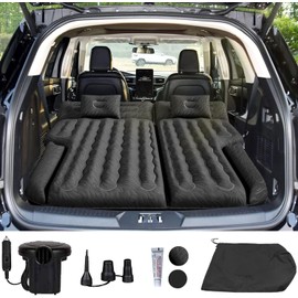Umbrauto Car Air Mattress for Mid/Large SUVs, 200CM Length SUV Camping Bed with Upgraded Flocking Surface/Durable 210T Bottom, Quick Inflation w/Electric Pump Sleeping Airbed for SUV Back Trunk
