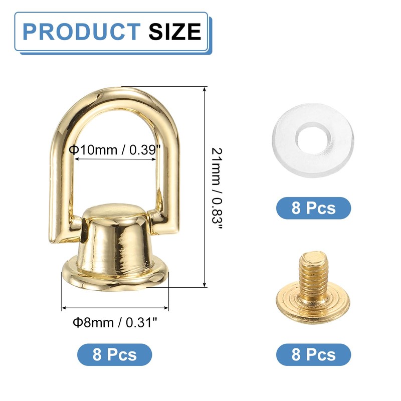 sourcing map 8Pcs Screw Round Head Rivet, 12mm Pull Ring