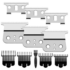 Cuchillas T Outliner compatibles con Andis T Outliner, Andis Gtx, T Outliner hoja de repuesto Andis Gtx (hoja T de acero plateado + hoja de acero plateado), paquete de 3