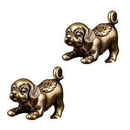 Operitacx 4 Pcs Puppy Decorative Pendant Vintage Decor Brass Dog Statue Vintage Brass Figurines Brass Chinese Zodiac Knick Knacks Mini Gifts Hanging Car Office Copper Multipurpose Bookshelf