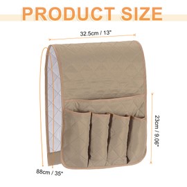 sourcing map 1 Pcs Recliner Armchair Caddy, Couch Armrest Organizer with 5 Pockets for Bedside Sofa Remote Control Holder Magazine Phone Book Glasses (Beige, 35"x13")