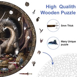 Wooden Puzzles for Adults, Unique Shape Wood Jigsaw Puzzle with Wooden Box, Dragon, 732 Piece(XXLarge)