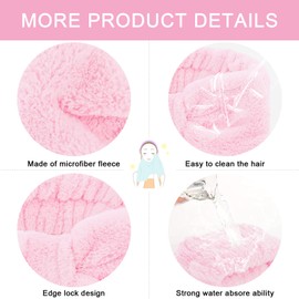 CIEHER 12 PCS Pink Makeup Headband for Women Wrist Washband Scrunchies Cuffs for Washing Face, Soft Bow Hair Band Matching Wristbands, Spa Headband Coral Fleece