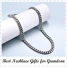 KORAS Grandson Gifts, Teenage Boy Gifts for Grandson from Grandparents, Cuban Chain Necklace for Men Boys, Graduation Gift for Him, Jewellery Presents for Birthday Christmas