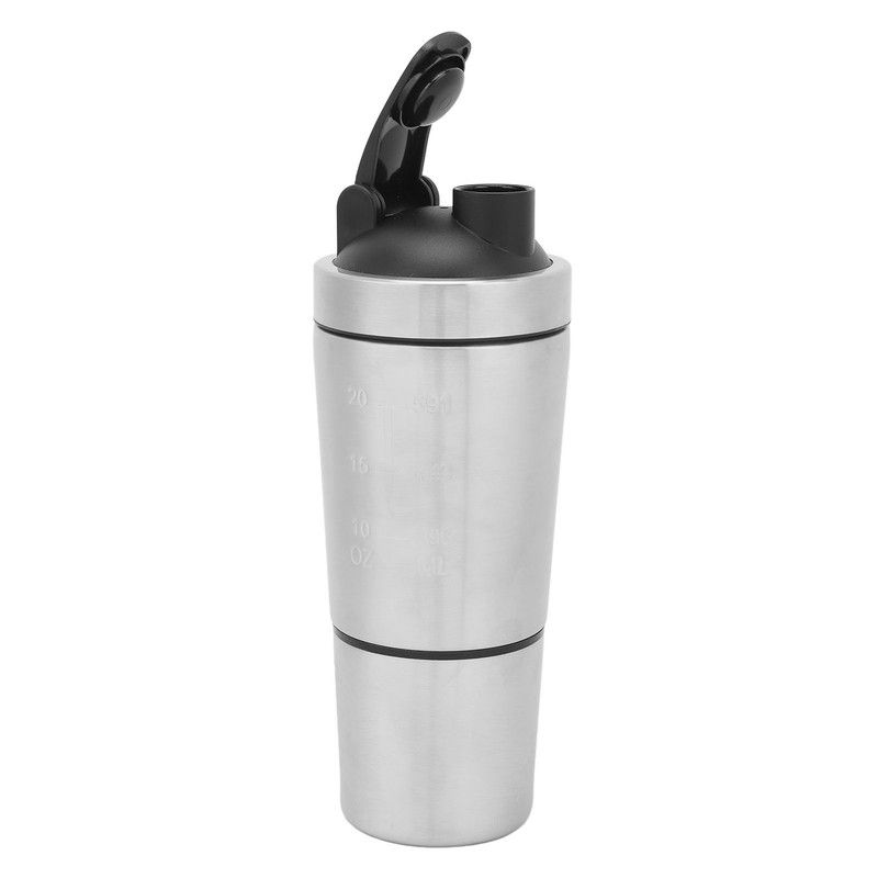 Protein Shaker Bottle with Scale Portable Stainless Steel Double Section