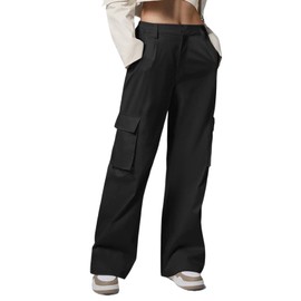 JEKAOYI Cargo Pants for Women Baggy Lightweight High Waisted Hiking Pants for Travel Casual Black