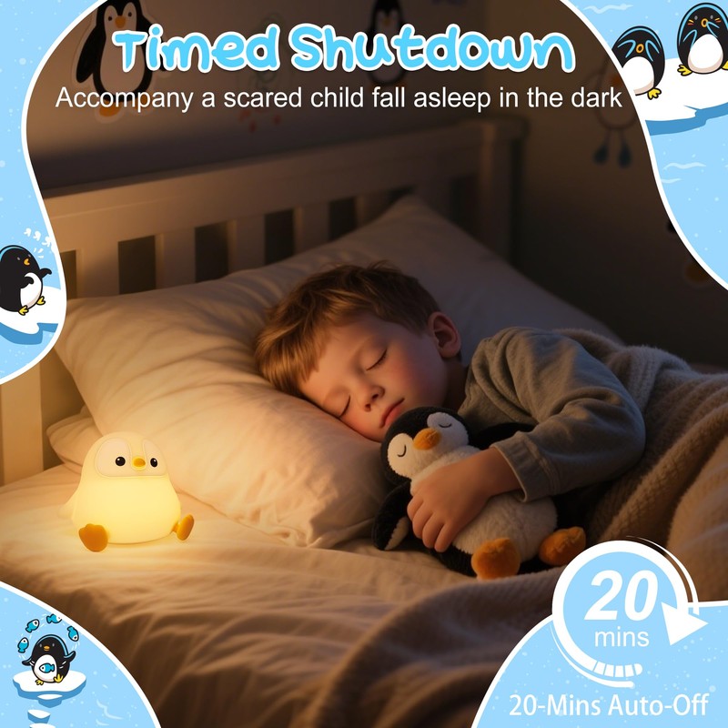 Okayera Penguin Night Light, Pudgy Penguins Squishy Nightlight for Kids,