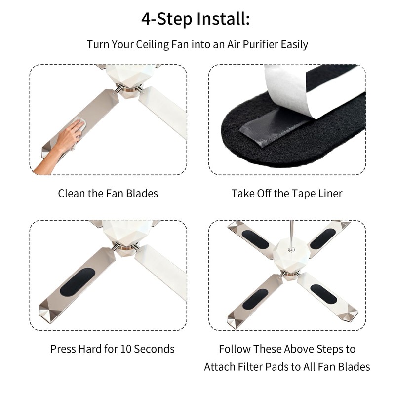 Amestar 40 Pack Ceiling Fan Filters for Blades, Black Ceiling