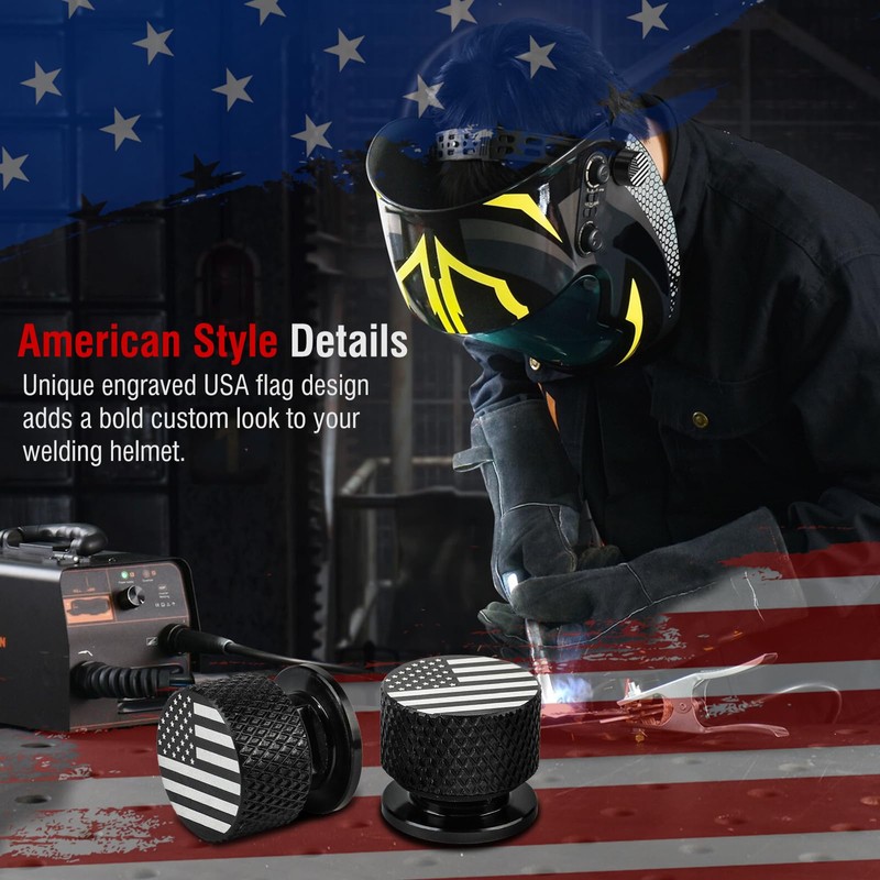 Anodized Aluminum Welding Hood Fasteners for Pipeliner Helmet, USA Flag
