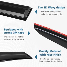 Autopartszone For 2018-2022 Honda Accord JDM Mugen Style Window Visors Rain Guards Deflector