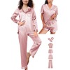 WJing Yi Jia 6Pcs Womens Silk Satin Pajamas Set XS-XXL
