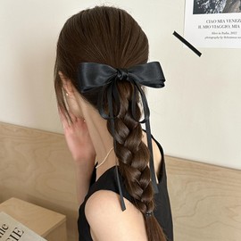 Fesanla Ribbon Hair Accessory, Hair Ornament, 1 Piece, Hair Clip, Bowknot, Hair Ribbon, For Weddings, Recitals (Beige)