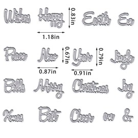 Estivaux Happy New Year Words Die Cuts for Card Making, Christmas Letters Cutting Dies Sets Xmas Greeting Words Dies Stencils Embossing Template for Scrapbooking DIY Cards Album Crafts Supplies…