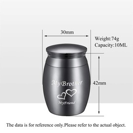 Black Keepsake Cremation Urns, Small Funeral Urns for Human Ashes with My Brother My Friend Engraved