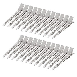24 Pcs Metal Duck Billed Hair Clips Silver for Styling Sectioning Alligator Curl Bill Clips with Holes