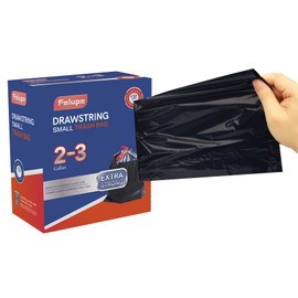 Feiupe 2-3 Gallon Drawstring Trash Bag,Small Garbage Bag Trash Can Liner Suitable for 2 Gallon,2.3 Gallon,2.4 Gallon,2.5 Gallon,2.6 Gallon and 3 Gallon Trash Bin (Black)