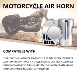 BANHAO Train Horn for Motorcycle with Button Car Horn 12V 150dB Super Loud Air Horns for Truck Train Sound Kit for Motorbike SUV Truck Boat Pickup vehicles (12V,Silver)